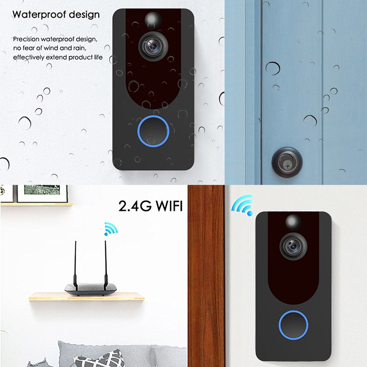 V7 1080P Full HD Weather Resistant WiFi Security Home Monitor Intercom Smart Phone Video Doorbell, Support Two-way Audio, PIR Motion Detection, Night Vision V7 1080P Full HD Weather Resistant WiFi Security Home Monitor Intercom Smart Phone Video Doorbell, Support Two-way Audio, PIR Motion Detection, Night Vision